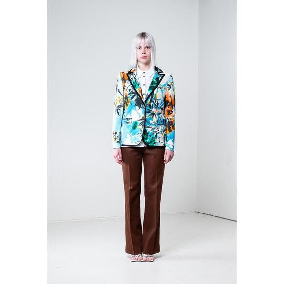 Etro Vintage Blue and Orange Printed Stretchy Blazer - Picture 1 of 9